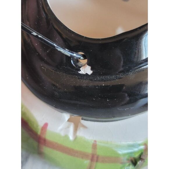 Snowman face tea light candle holder green bow star Xmas figure - Picture 10 of 11